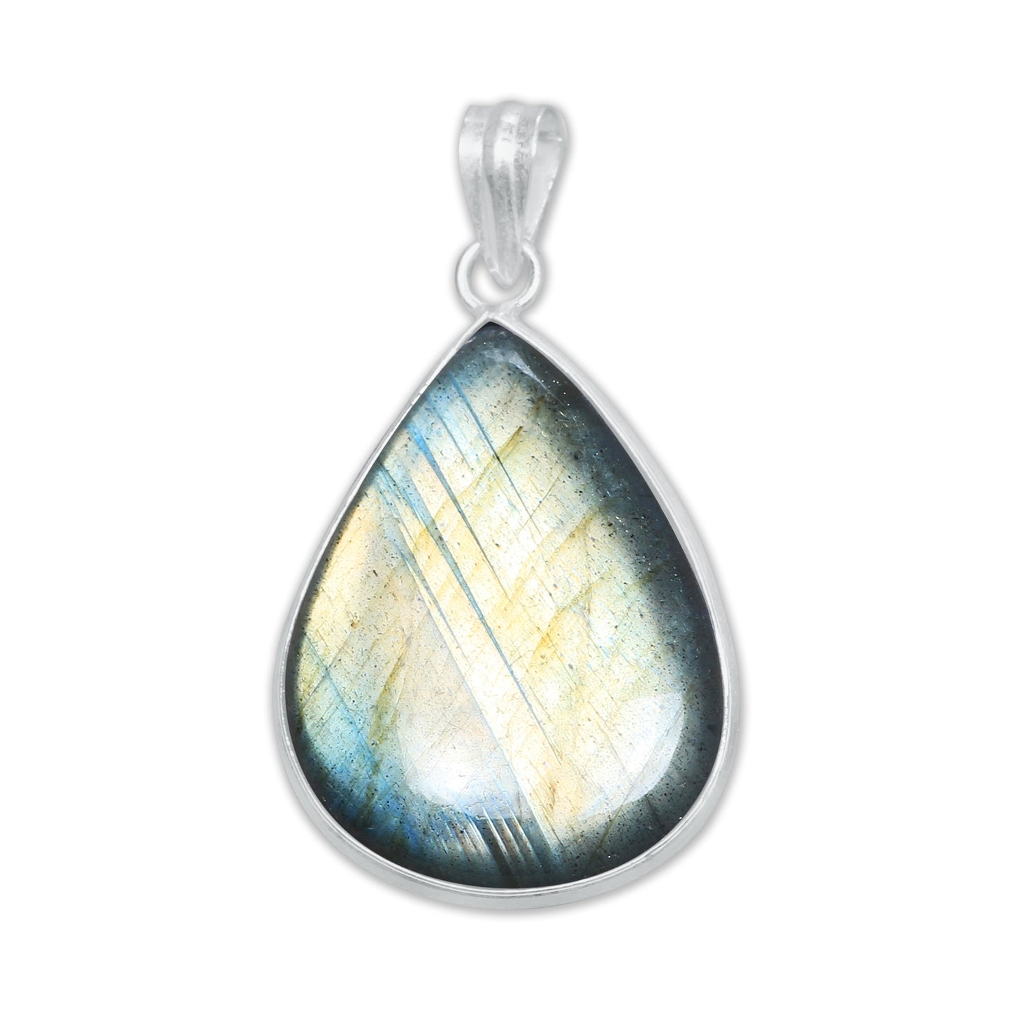 Pendentifs minimalistes en labradorite - Faits à la main, laiton plaqué argent, vente en gros