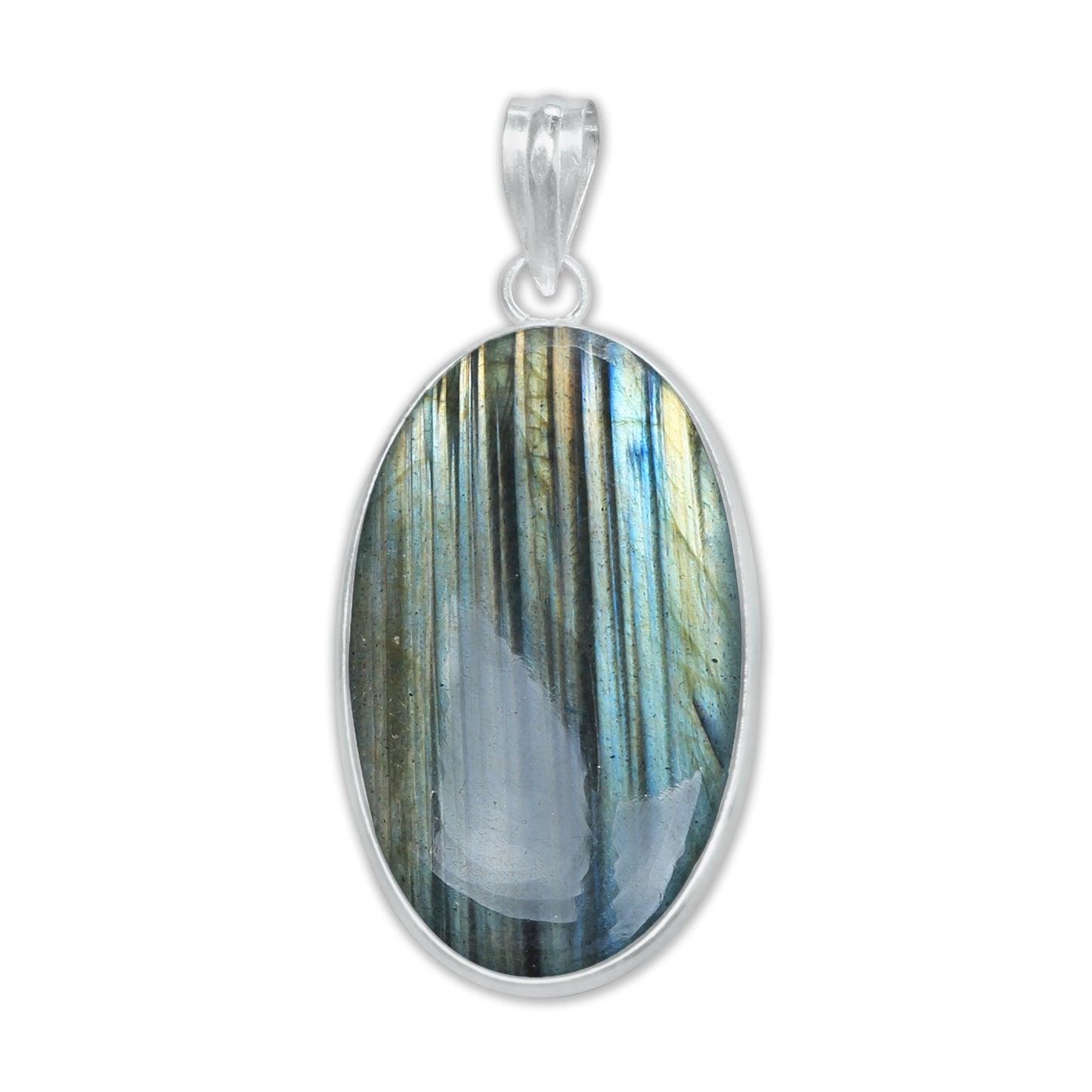 Pendentifs minimalistes en labradorite - Faits à la main, laiton plaqué argent, vente en gros