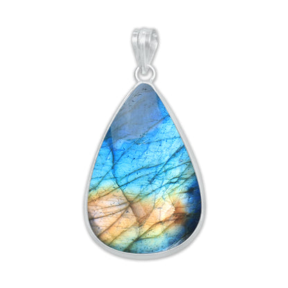 Pendentifs minimalistes en labradorite - Faits à la main, laiton plaqué argent, vente en gros