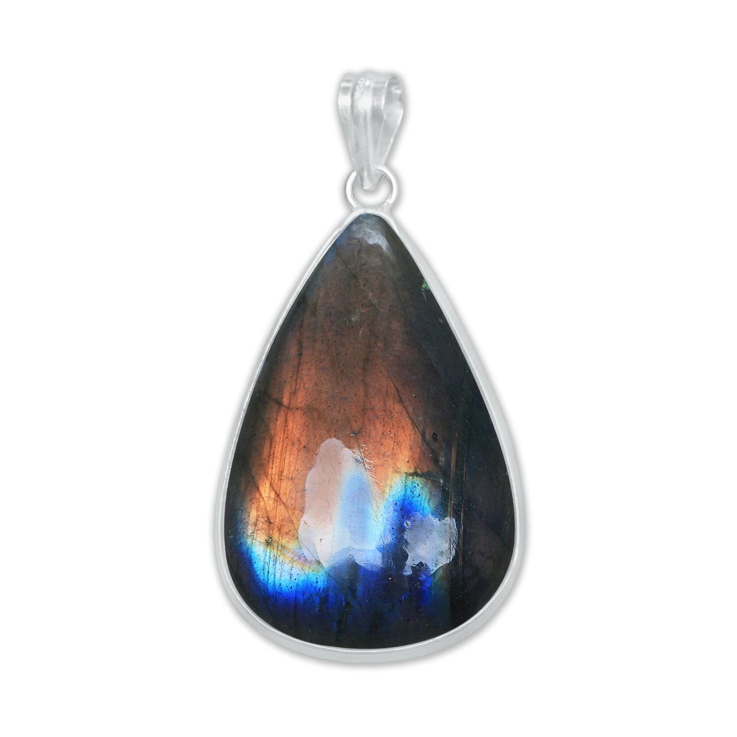 Pendentifs minimalistes en labradorite - Faits à la main, laiton plaqué argent, vente en gros
