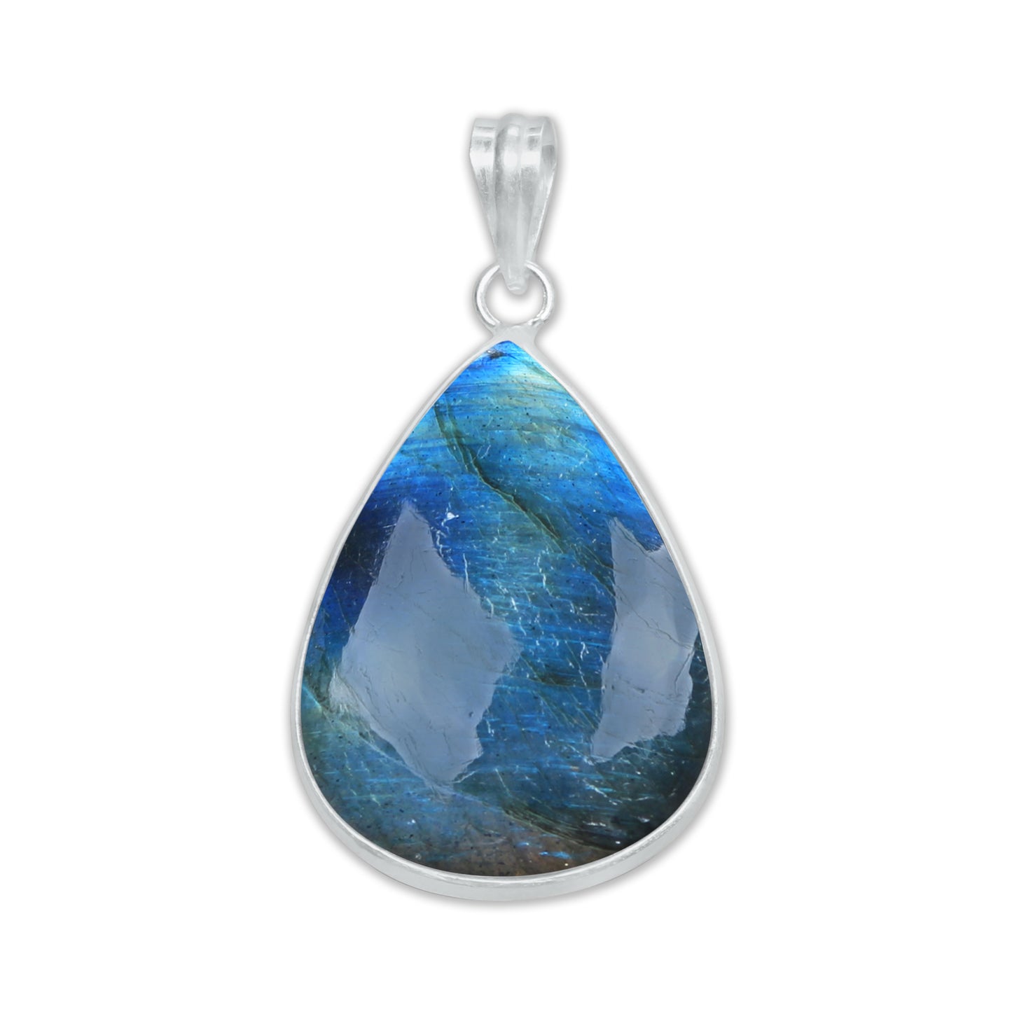Pendentifs minimalistes en labradorite - Faits à la main, laiton plaqué argent, vente en gros