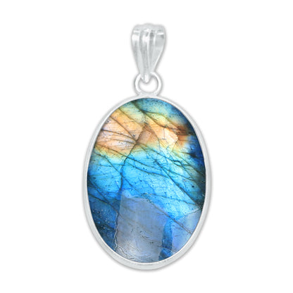 Pendentifs minimalistes en labradorite - Faits à la main, laiton plaqué argent, vente en gros