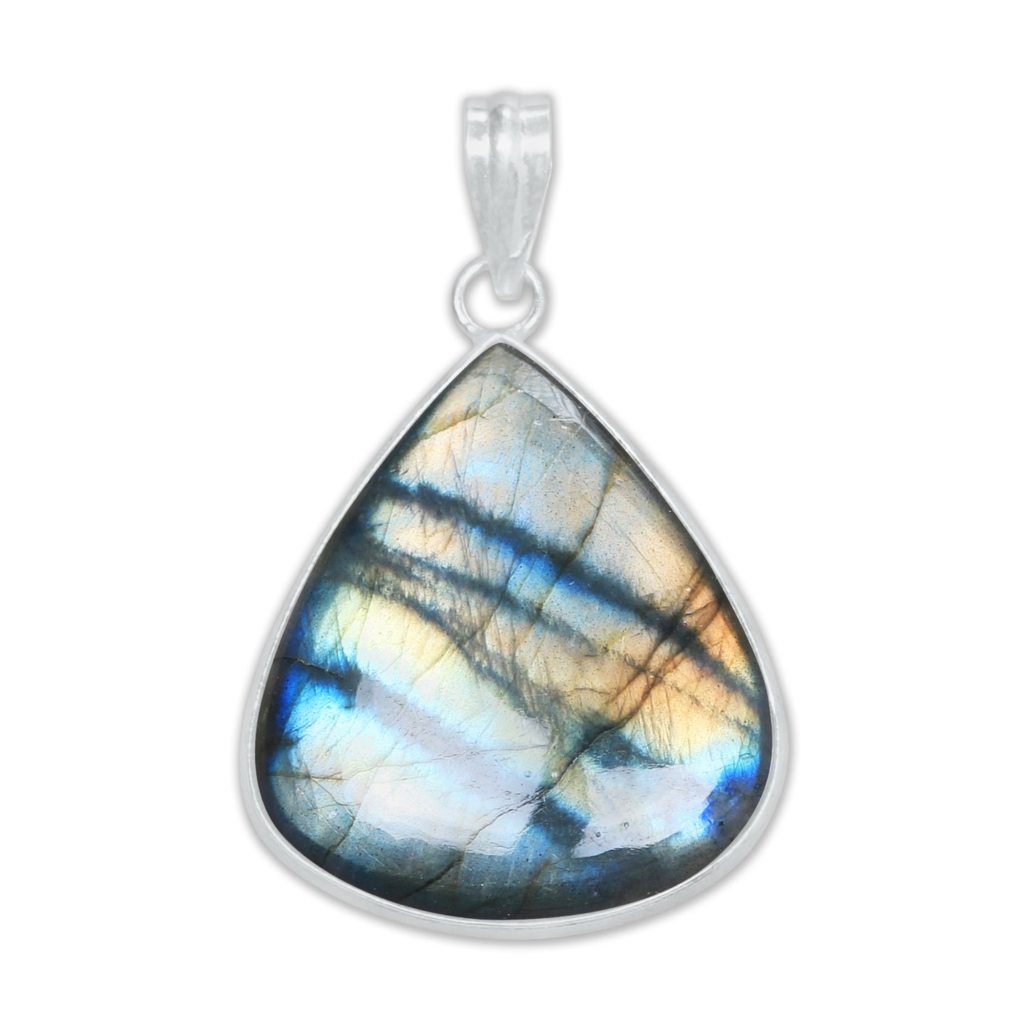 Pendentifs minimalistes en labradorite - Faits à la main, laiton plaqué argent, vente en gros
