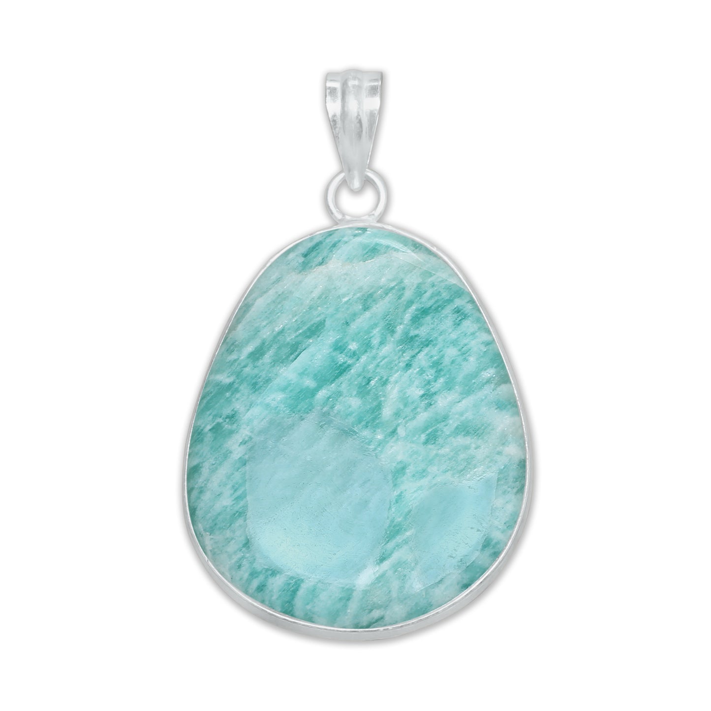 Pendentifs minimalistes en amazonite - Faits main, laiton plaqué argent, vente en gros