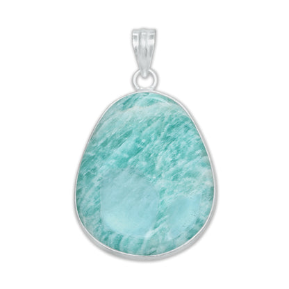 Pendentifs minimalistes en amazonite - Faits main, laiton plaqué argent, vente en gros