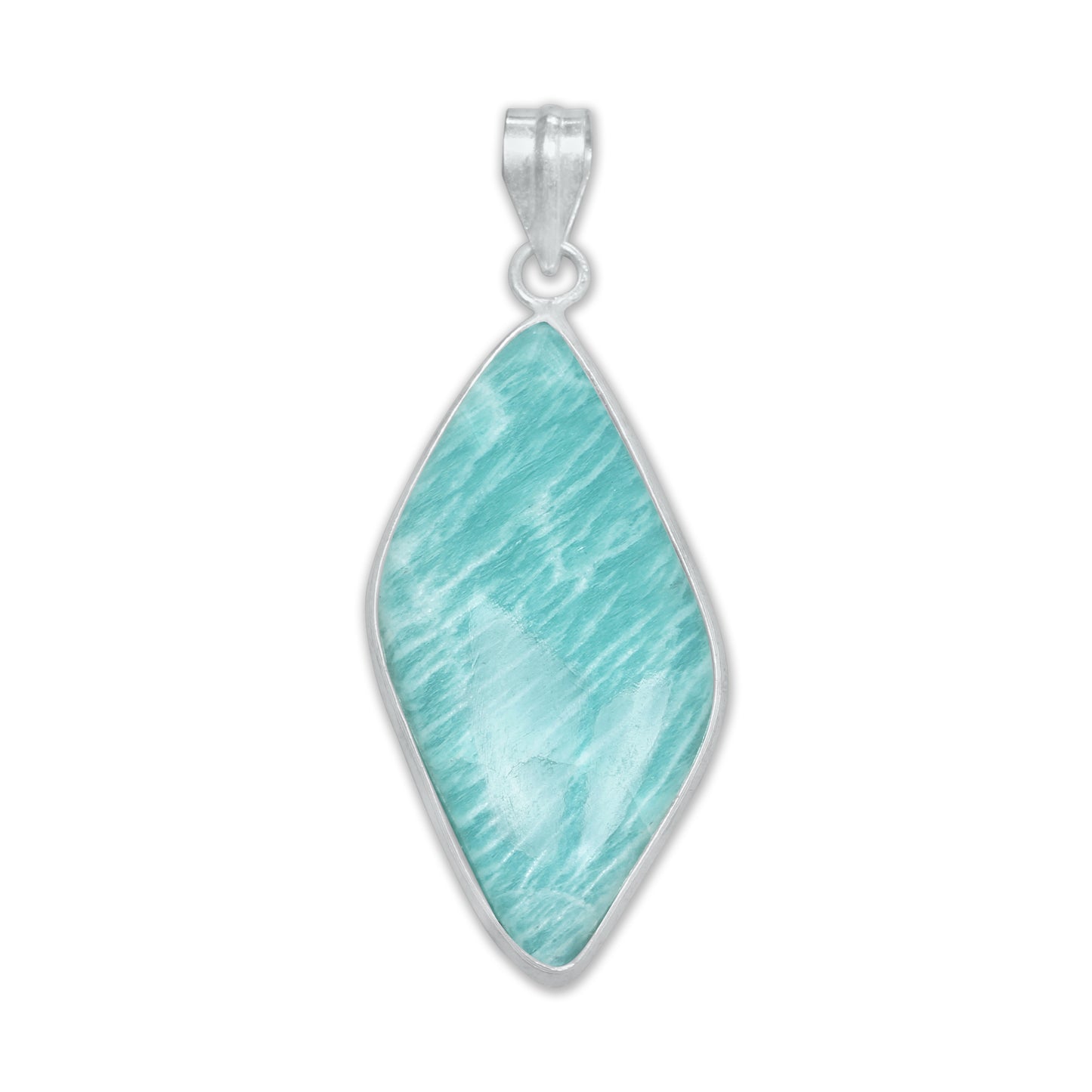 Pendentifs minimalistes en amazonite - Faits main, laiton plaqué argent, vente en gros