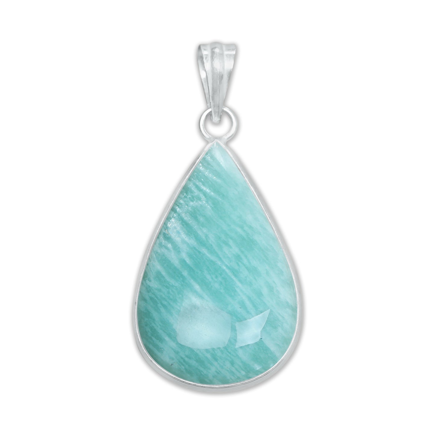 Pendentifs minimalistes en amazonite - Faits main, laiton plaqué argent, vente en gros