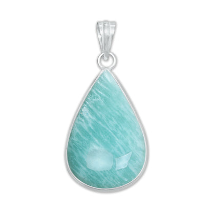 Pendentifs minimalistes en amazonite - Faits main, laiton plaqué argent, vente en gros