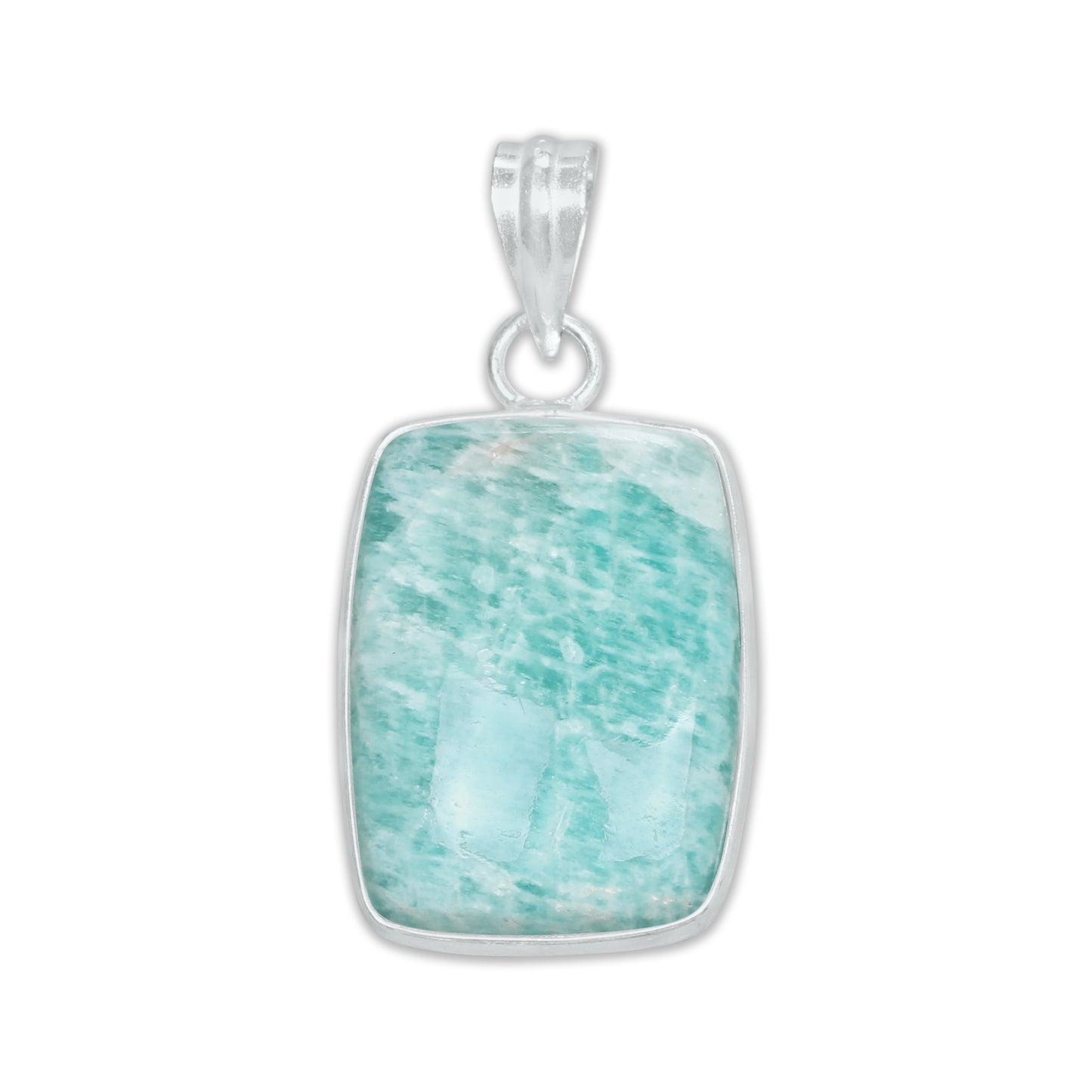 Pendentifs minimalistes en amazonite - Faits main, laiton plaqué argent, vente en gros