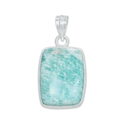Pendentifs minimalistes en amazonite - Faits main, laiton plaqué argent, vente en gros
