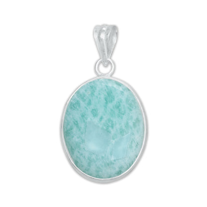 Pendentifs minimalistes en amazonite - Faits main, laiton plaqué argent, vente en gros