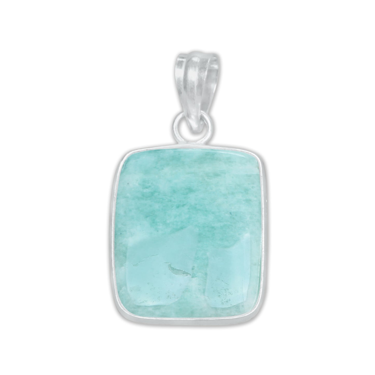 Pendentifs minimalistes en amazonite - Faits main, laiton plaqué argent, vente en gros