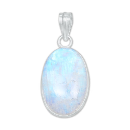 Pendentifs AAA Simple Works en pierre de lune arc-en-ciel - Faits à la main, en laiton plaqué argent, vente en gros
