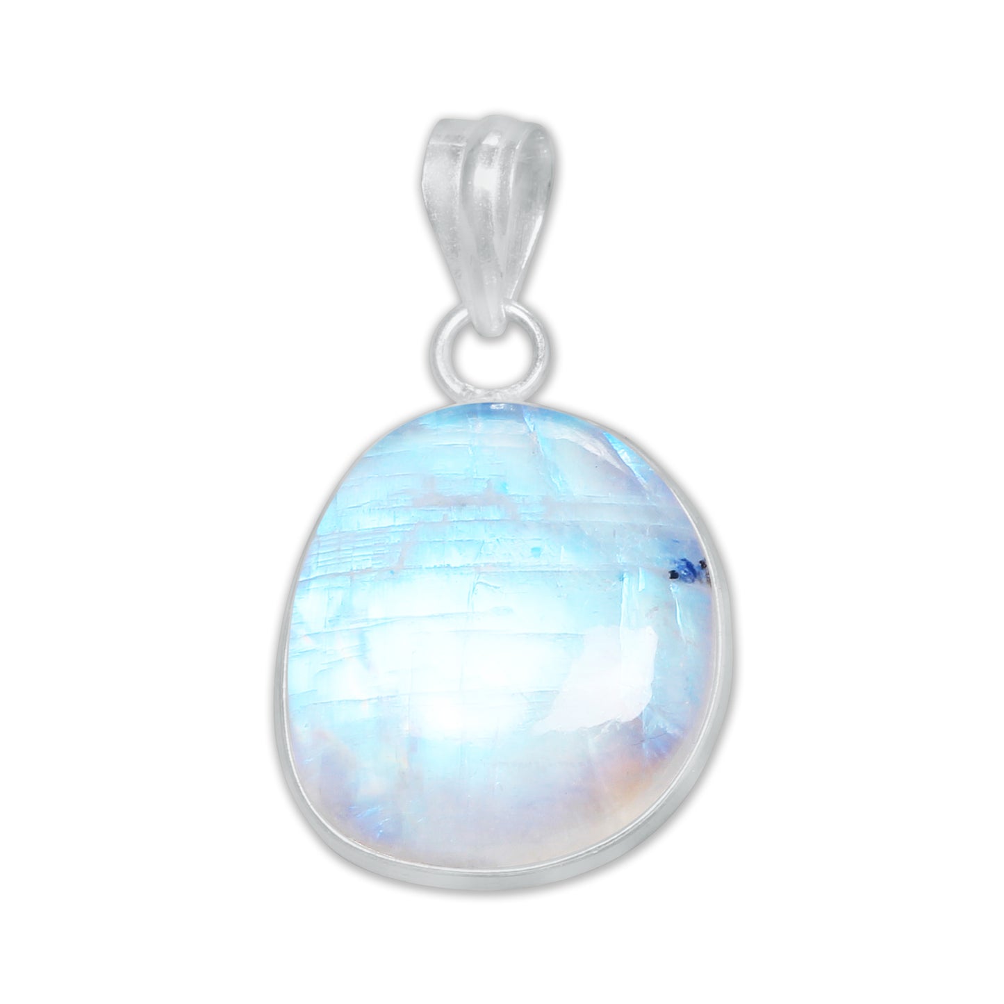 Pendentifs AAA Simple Works en pierre de lune arc-en-ciel - Faits à la main, en laiton plaqué argent, vente en gros
