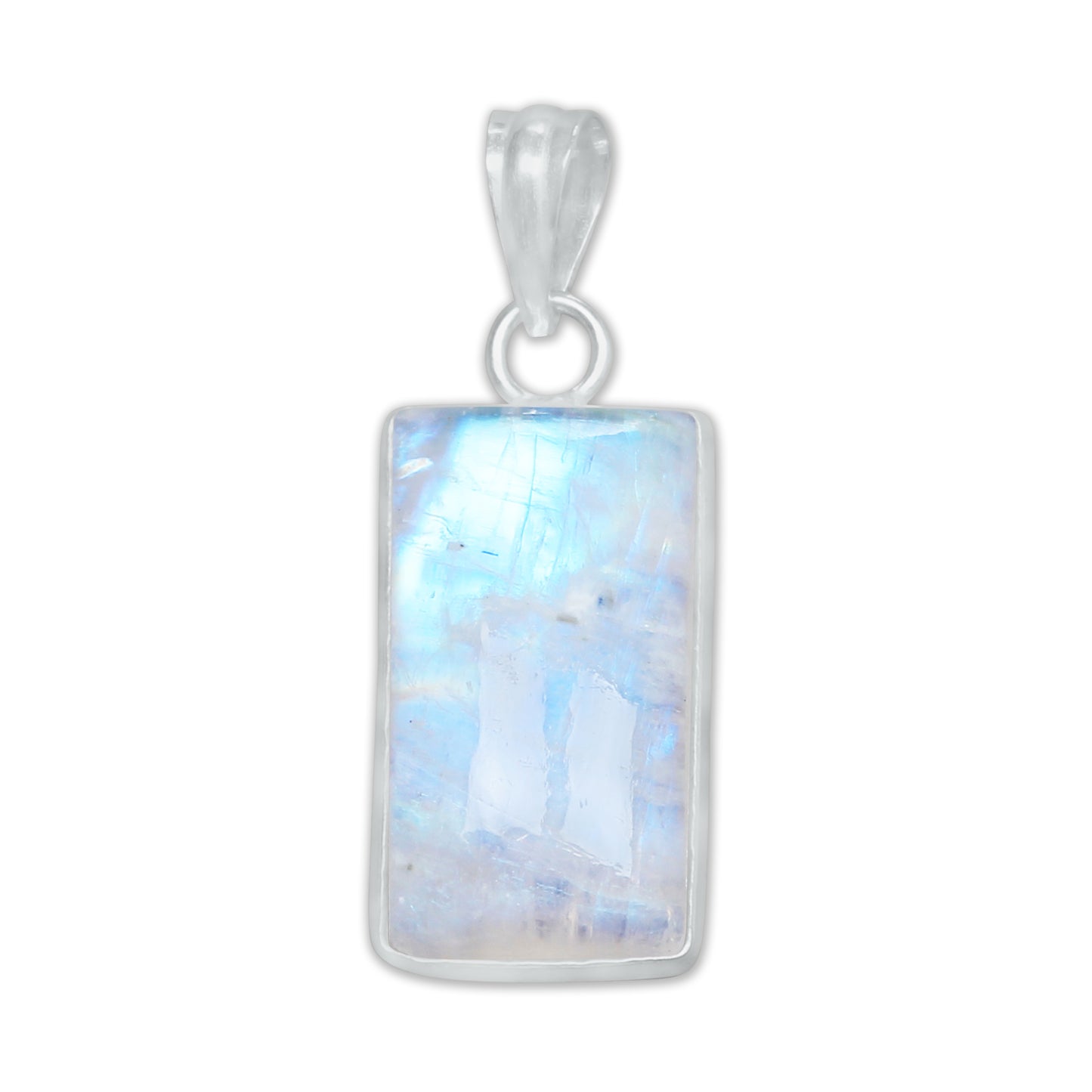 Pendentifs AAA Simple Works en pierre de lune arc-en-ciel - Faits à la main, en laiton plaqué argent, vente en gros