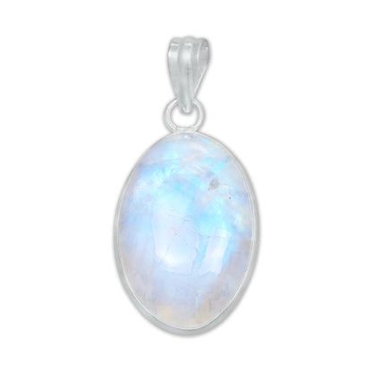 Pendentifs AAA Simple Works en pierre de lune arc-en-ciel - Faits à la main, en laiton plaqué argent, vente en gros