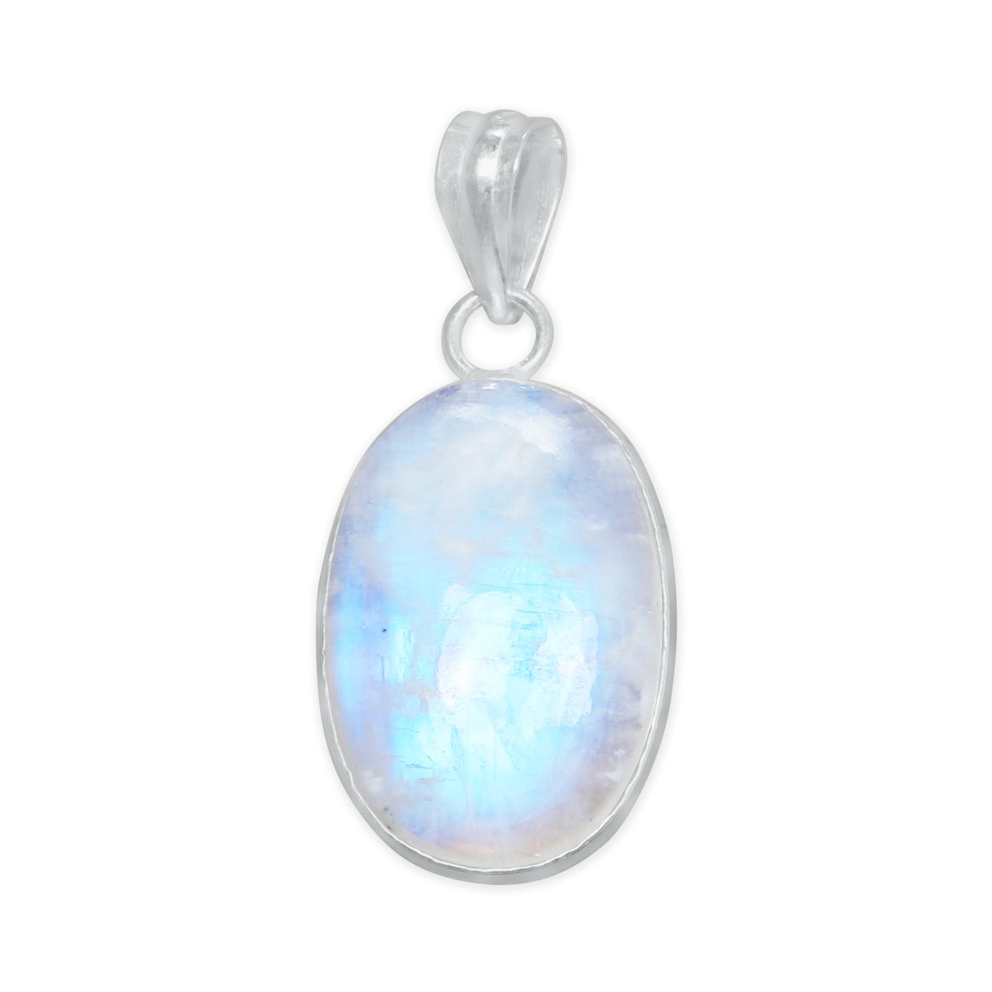 Pendentifs AAA Simple Works en pierre de lune arc-en-ciel - Faits à la main, en laiton plaqué argent, vente en gros