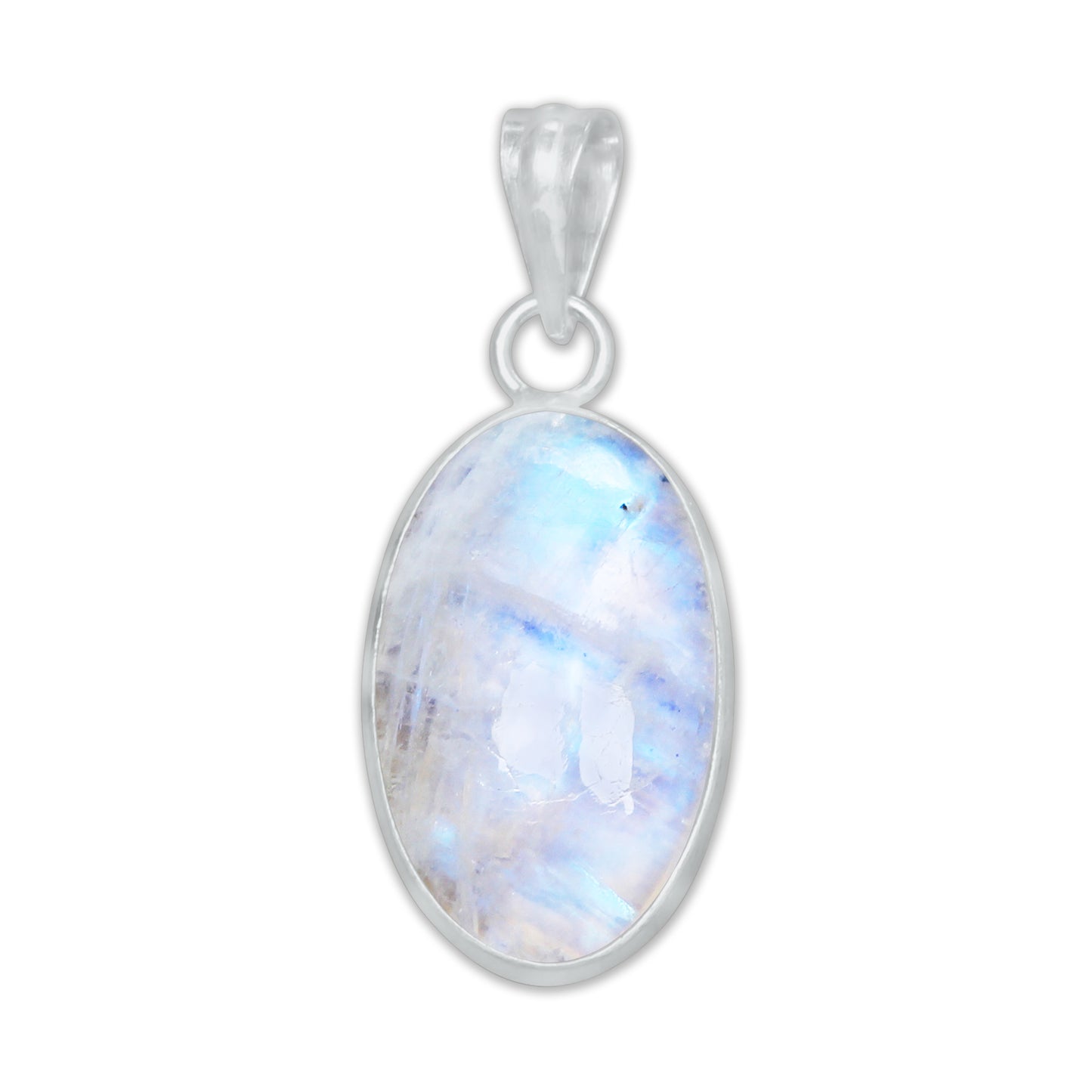 Pendentifs AAA Simple Works en pierre de lune arc-en-ciel - Faits à la main, en laiton plaqué argent, vente en gros