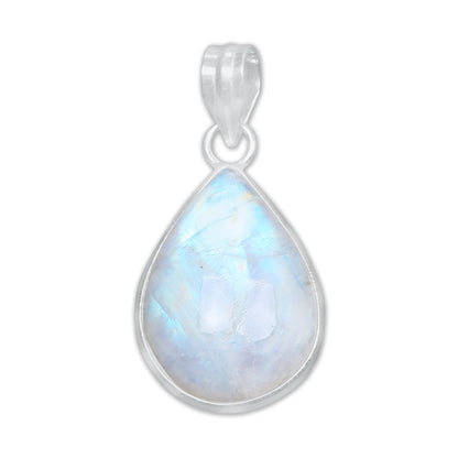 Pendentifs AAA Simple Works en pierre de lune arc-en-ciel - Faits à la main, en laiton plaqué argent, vente en gros