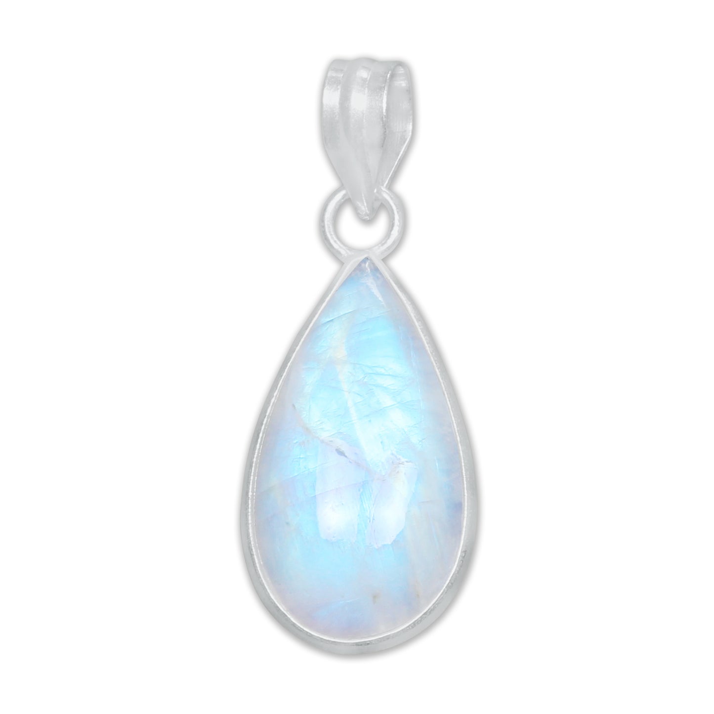 Pendentifs AAA Simple Works en pierre de lune arc-en-ciel - Faits à la main, en laiton plaqué argent, vente en gros