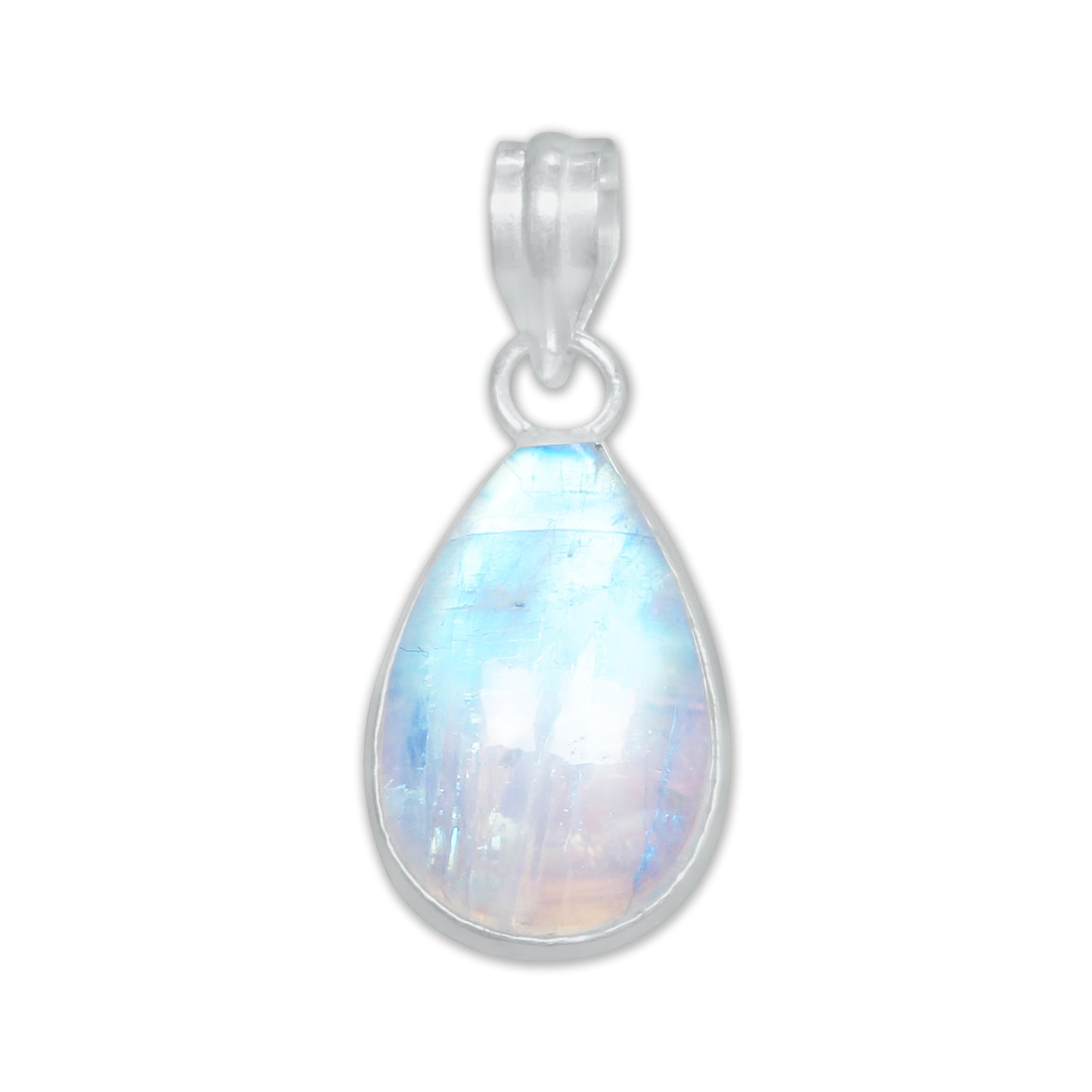 Pendentifs AAA Simple Works en pierre de lune arc-en-ciel - Faits à la main, en laiton plaqué argent, vente en gros