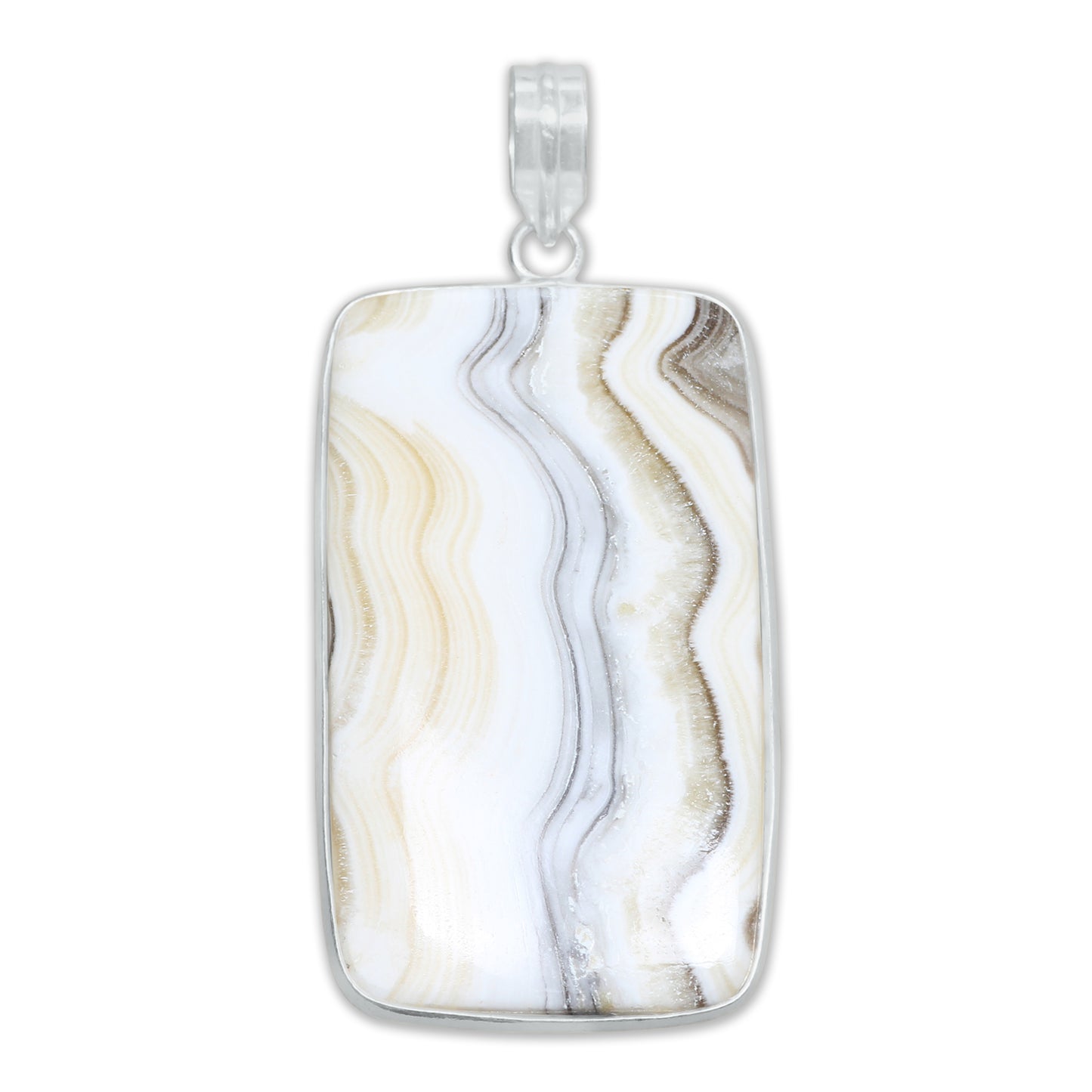 Zebra Calcite (Phantom Calcite) Minimalist Pendants -  Handmade, Silver-Plated Brass, Wholesale