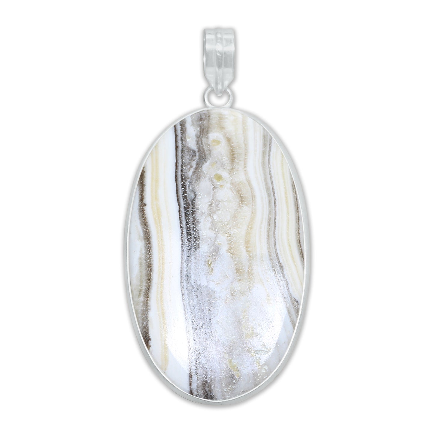Zebra Calcite (Phantom Calcite) Minimalist Pendants -  Handmade, Silver-Plated Brass, Wholesale