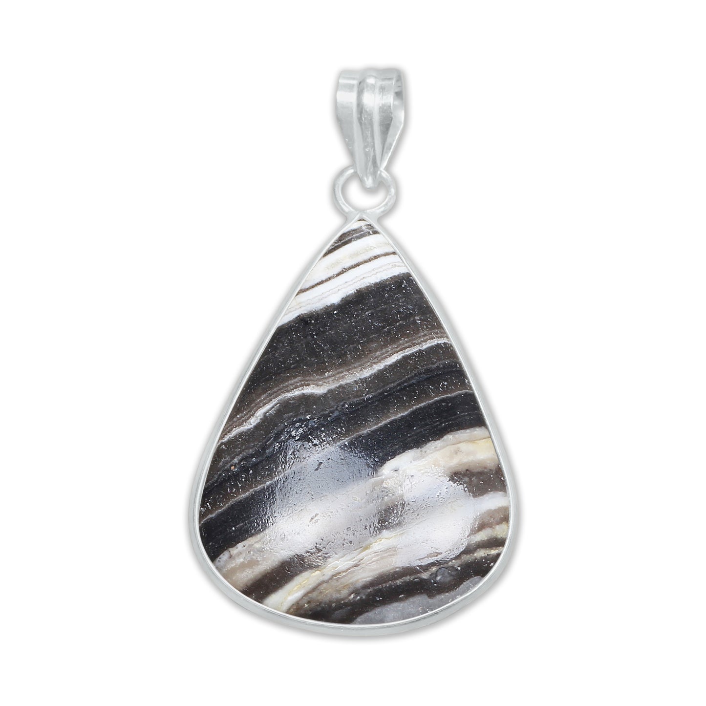 Zebra Calcite (Phantom Calcite) Minimalist Pendants -  Handmade, Silver-Plated Brass, Wholesale