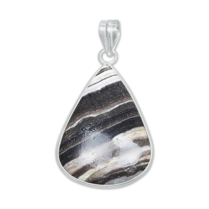 Zebra Calcite (Phantom Calcite) Minimalist Pendants -  Handmade, Silver-Plated Brass, Wholesale
