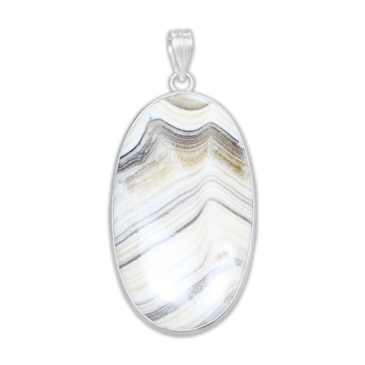Zebra Calcite (Phantom Calcite) Minimalist Pendants -  Handmade, Silver-Plated Brass, Wholesale