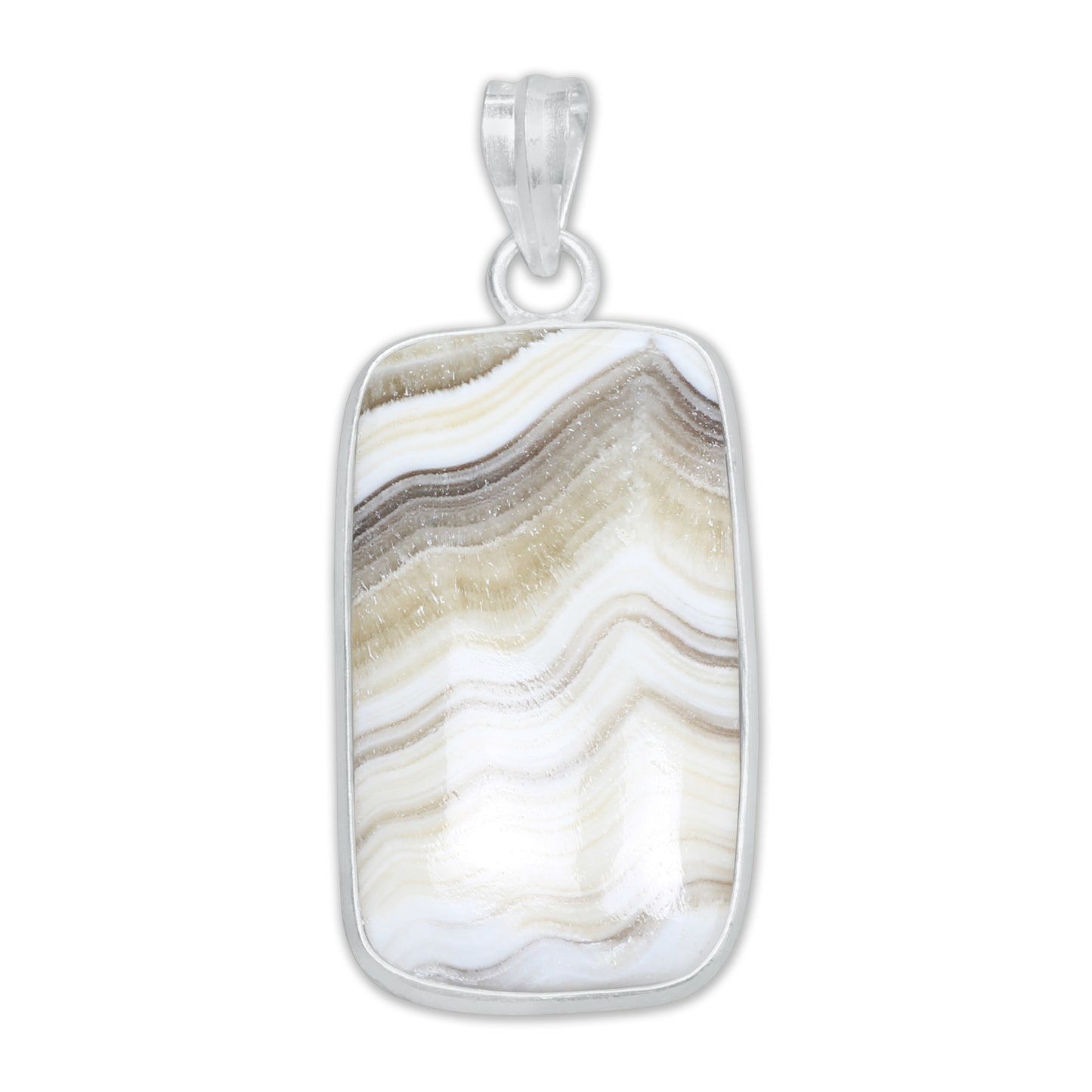 Zebra Calcite (Phantom Calcite) Minimalist Pendants -  Handmade, Silver-Plated Brass, Wholesale
