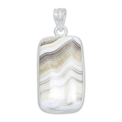 Zebra Calcite (Phantom Calcite) Minimalist Pendants -  Handmade, Silver-Plated Brass, Wholesale
