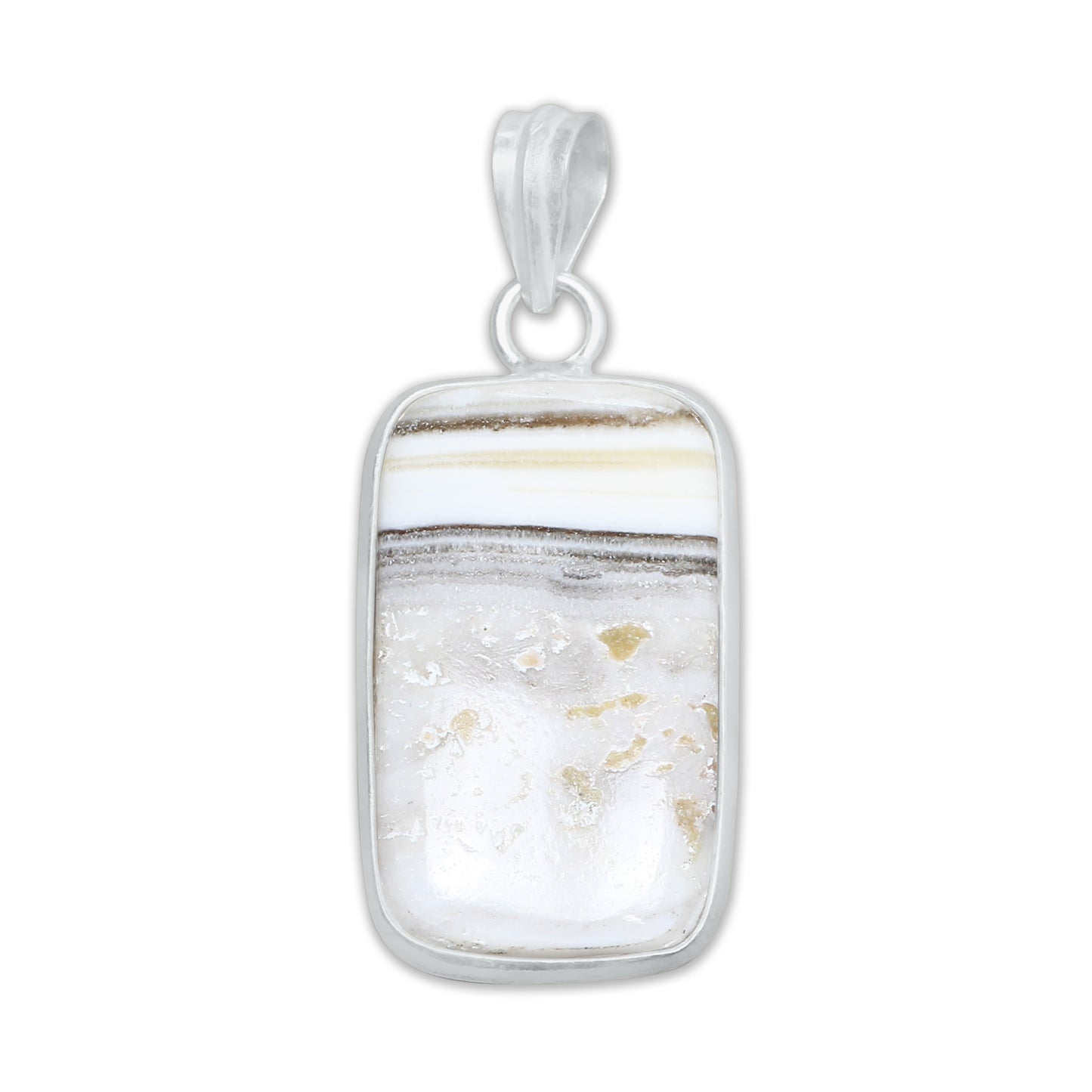 Zebra Calcite (Phantom Calcite) Minimalist Pendants -  Handmade, Silver-Plated Brass, Wholesale