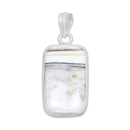 Zebra Calcite (Phantom Calcite) Minimalist Pendants -  Handmade, Silver-Plated Brass, Wholesale