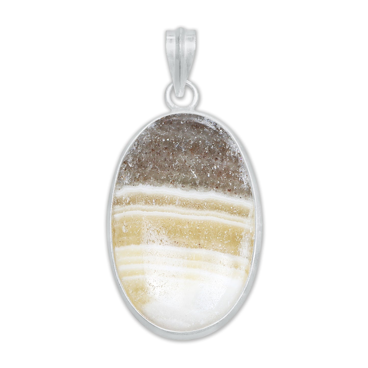Zebra Calcite (Phantom Calcite) Minimalist Pendants -  Handmade, Silver-Plated Brass, Wholesale
