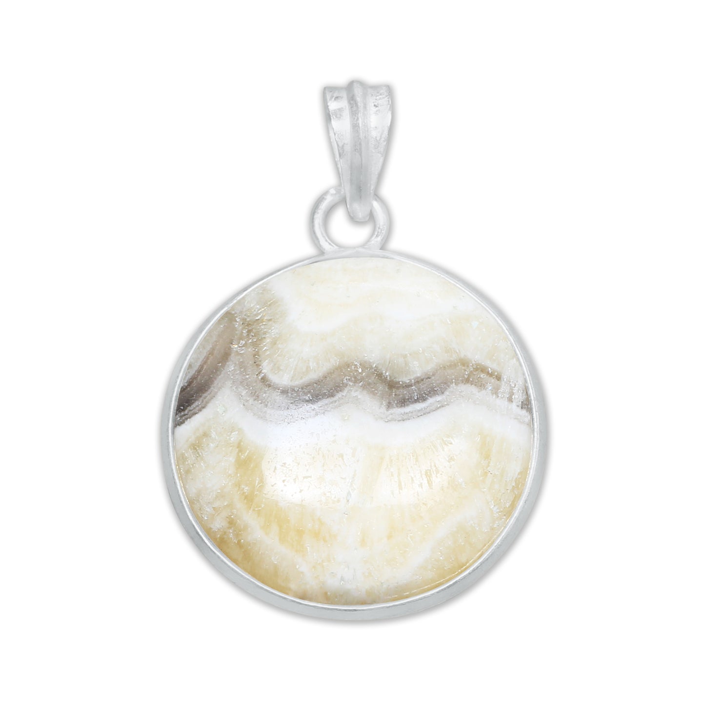 Zebra Calcite (Phantom Calcite) Minimalist Pendants -  Handmade, Silver-Plated Brass, Wholesale
