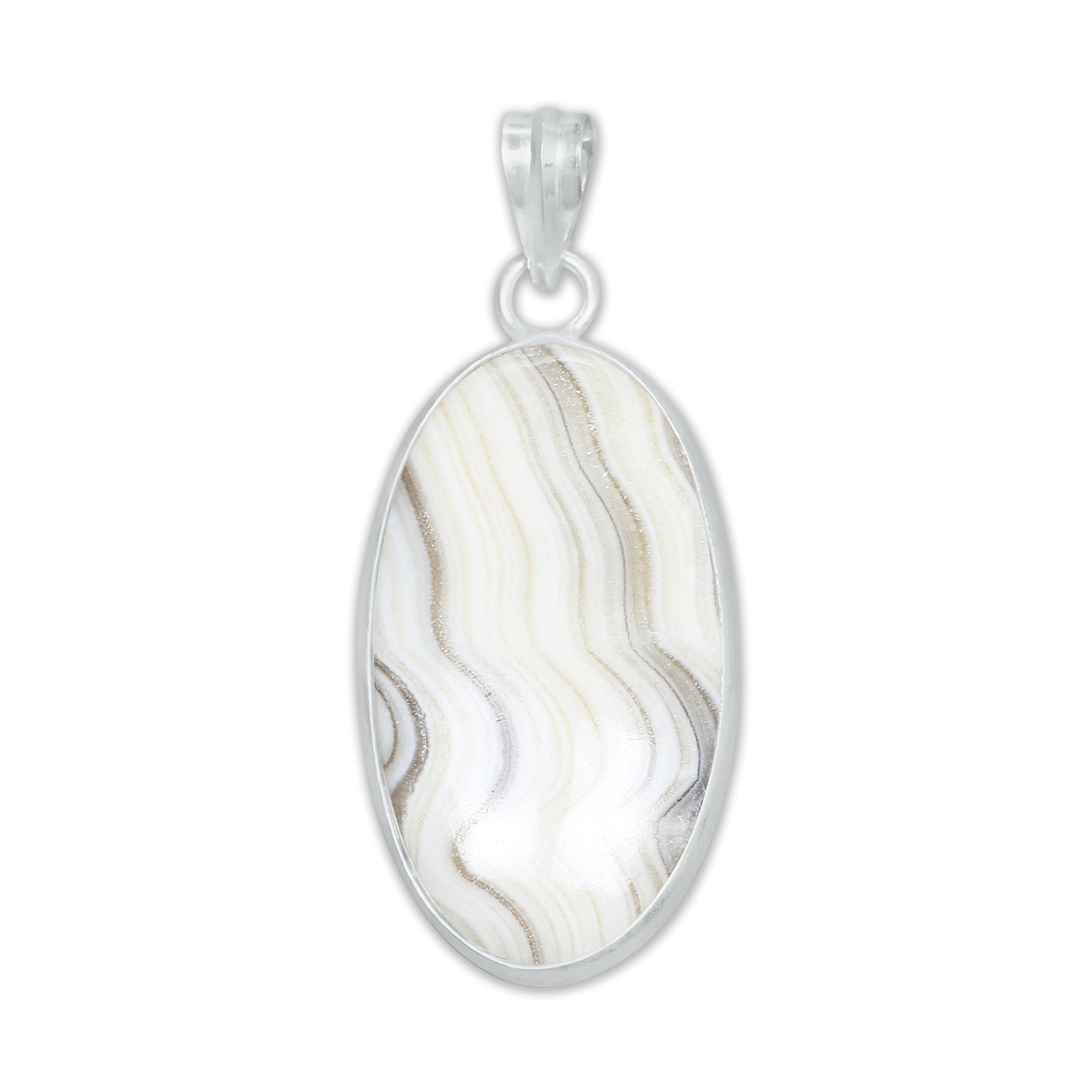 Zebra Calcite (Phantom Calcite) Minimalist Pendants -  Handmade, Silver-Plated Brass, Wholesale