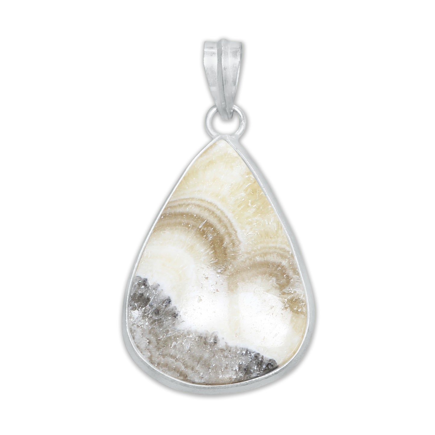 Zebra Calcite (Phantom Calcite) Minimalist Pendants -  Handmade, Silver-Plated Brass, Wholesale