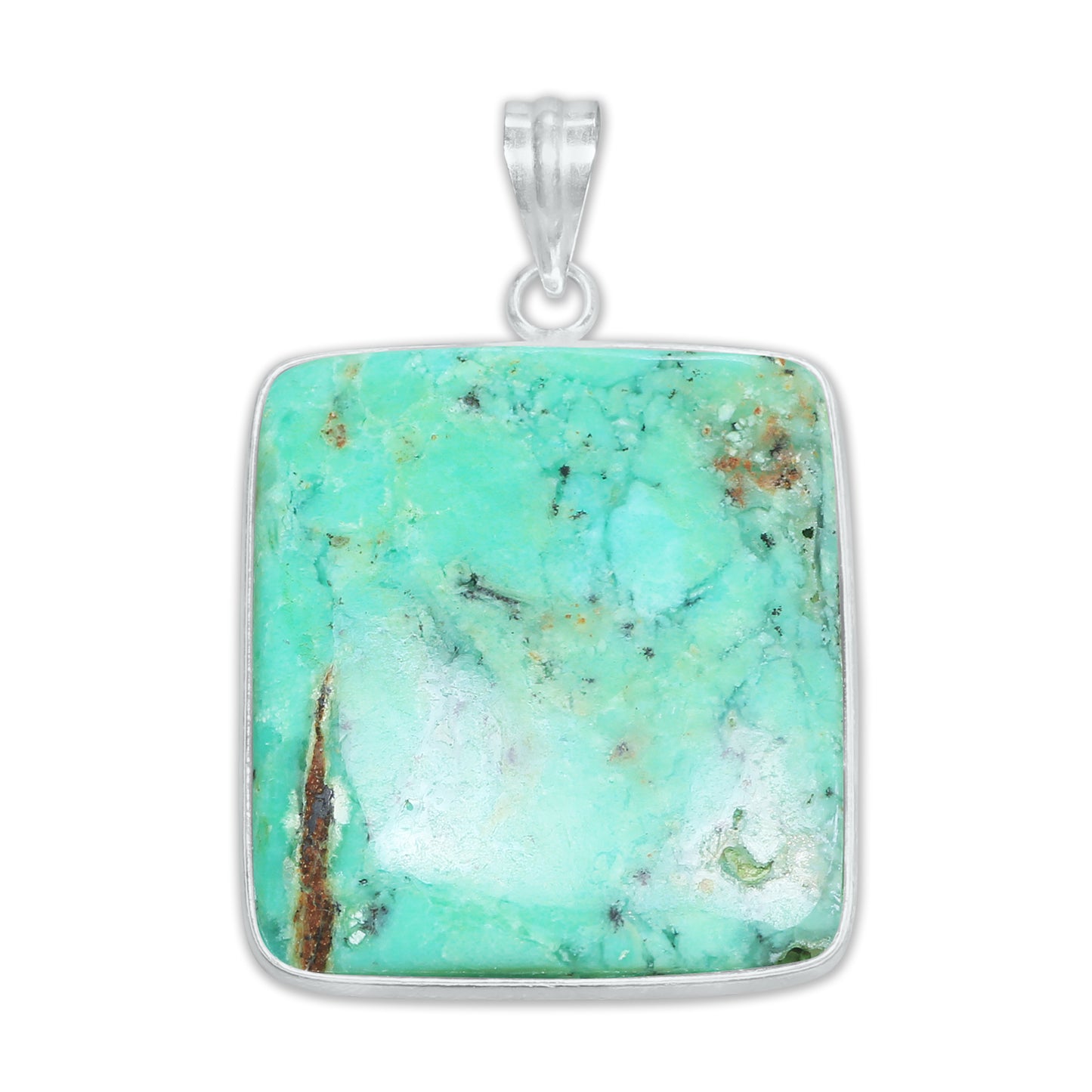 Chrysoprase Chunky Minimalist Pendants -  Handmade, Silver-Plated Brass, Wholesale