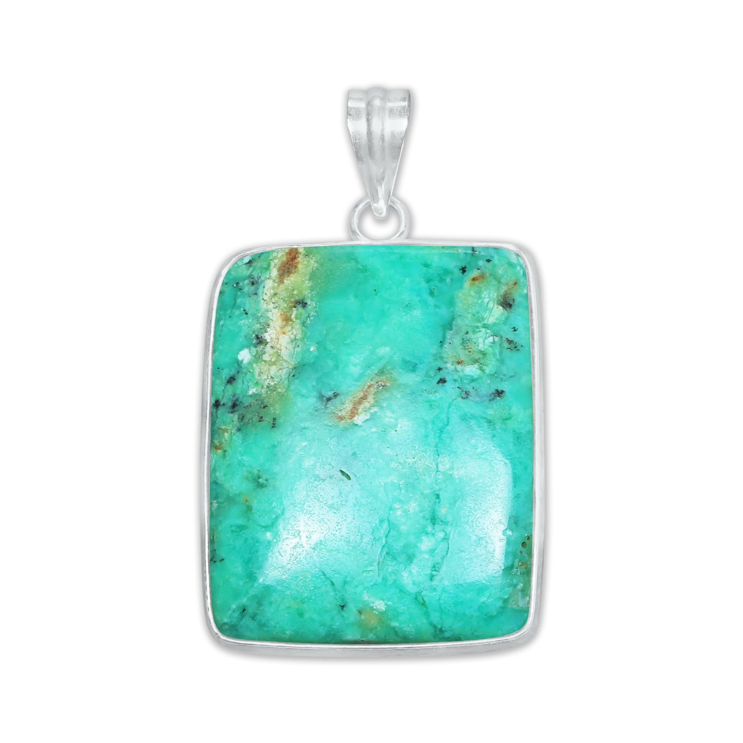 Chrysoprase Chunky Minimalist Pendants -  Handmade, Silver-Plated Brass, Wholesale