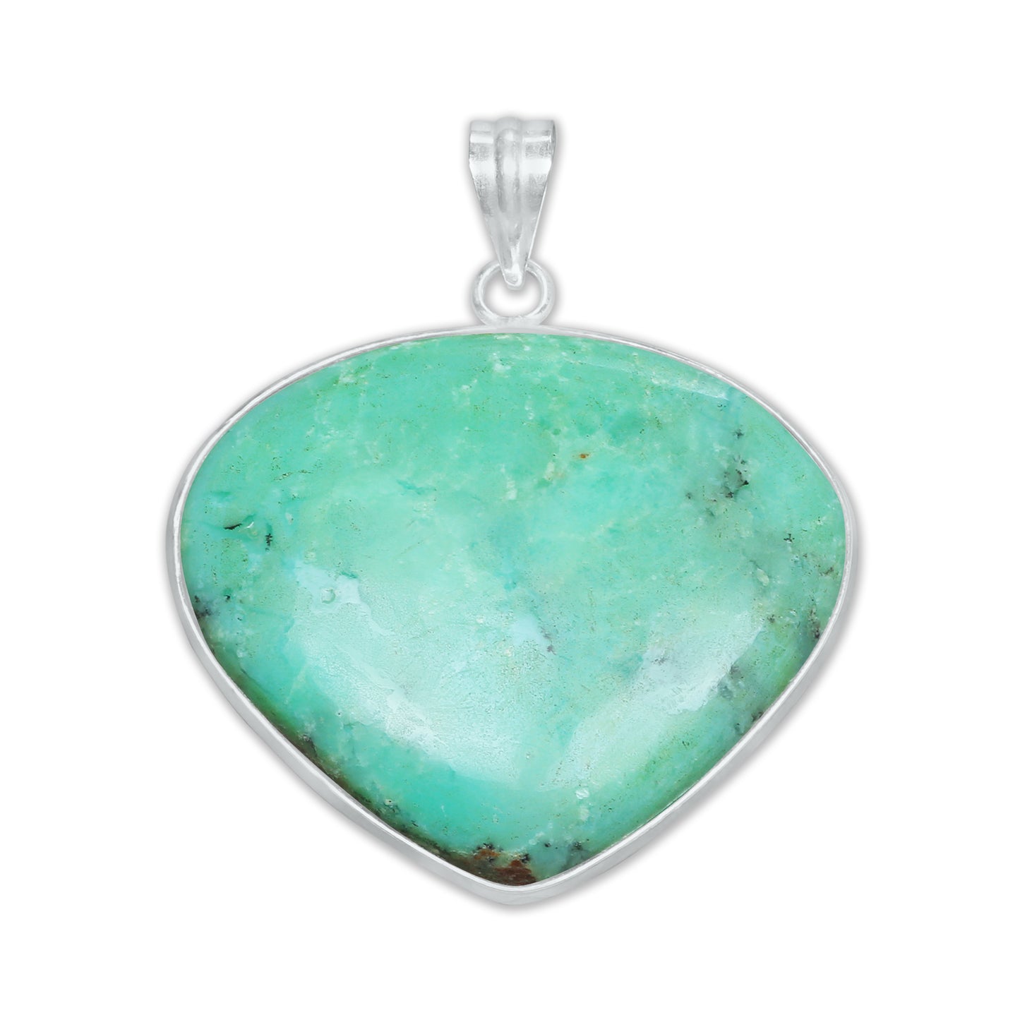 Chrysoprase Chunky Minimalist Pendants -  Handmade, Silver-Plated Brass, Wholesale