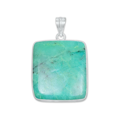 Chrysoprase Chunky Minimalist Pendants -  Handmade, Silver-Plated Brass, Wholesale
