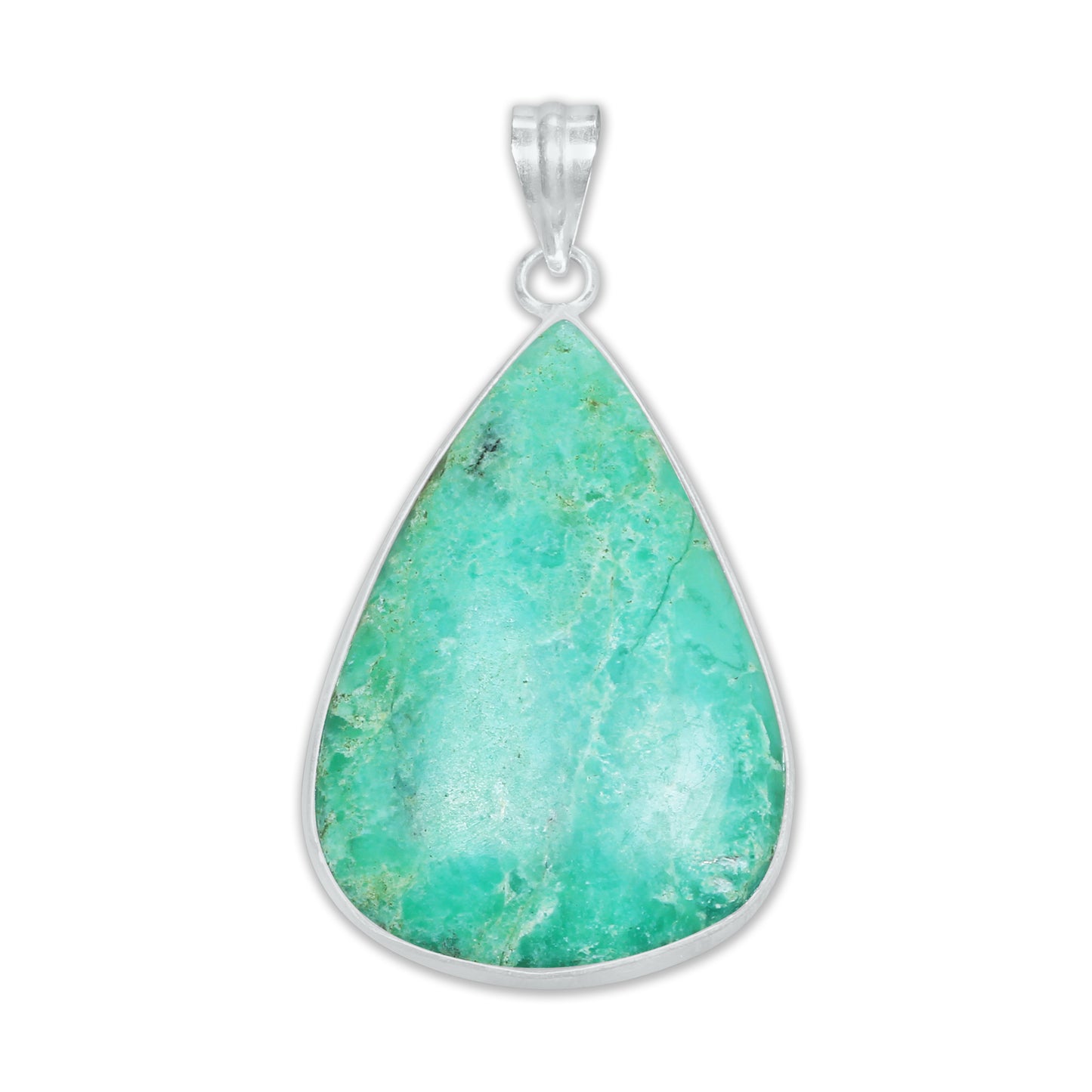 Chrysoprase Chunky Minimalist Pendants -  Handmade, Silver-Plated Brass, Wholesale