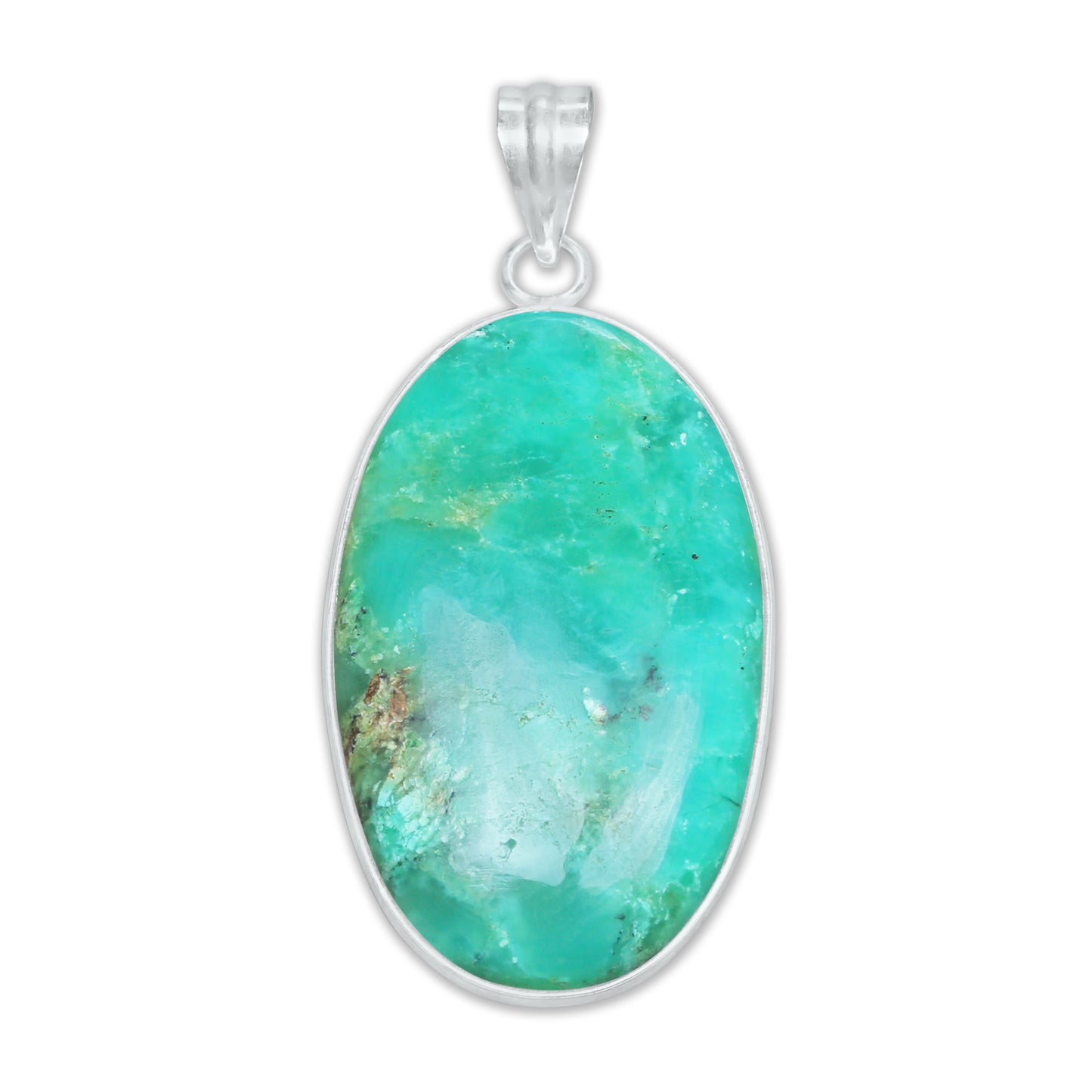 Chrysoprase Chunky Minimalist Pendants -  Handmade, Silver-Plated Brass, Wholesale