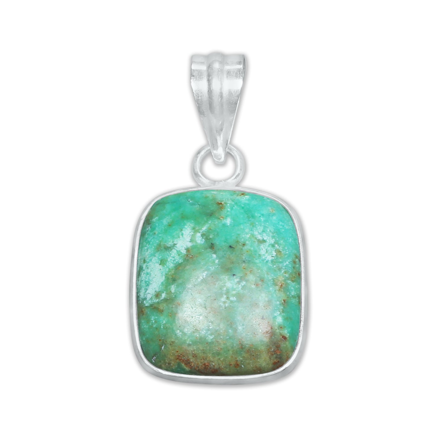Chrysoprase Chunky Minimalist Pendants -  Handmade, Silver-Plated Brass, Wholesale