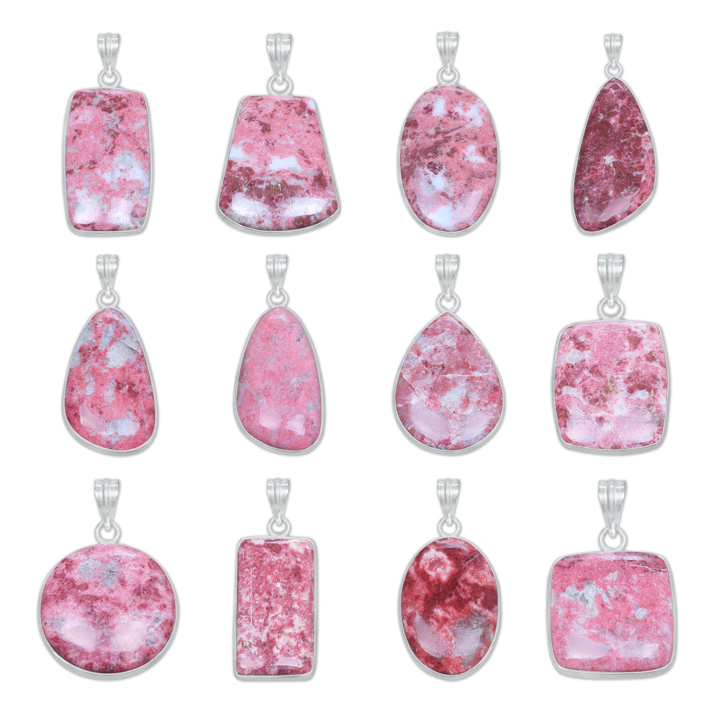 Pendentifs en pierres précieuses amazonites faits à la main - Qualité AAA, laiton plaqué argent, formes assorties