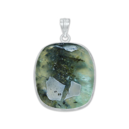 Prehnite Minimalist Pendants -  Handmade, Silver-Plated Brass, Wholesale