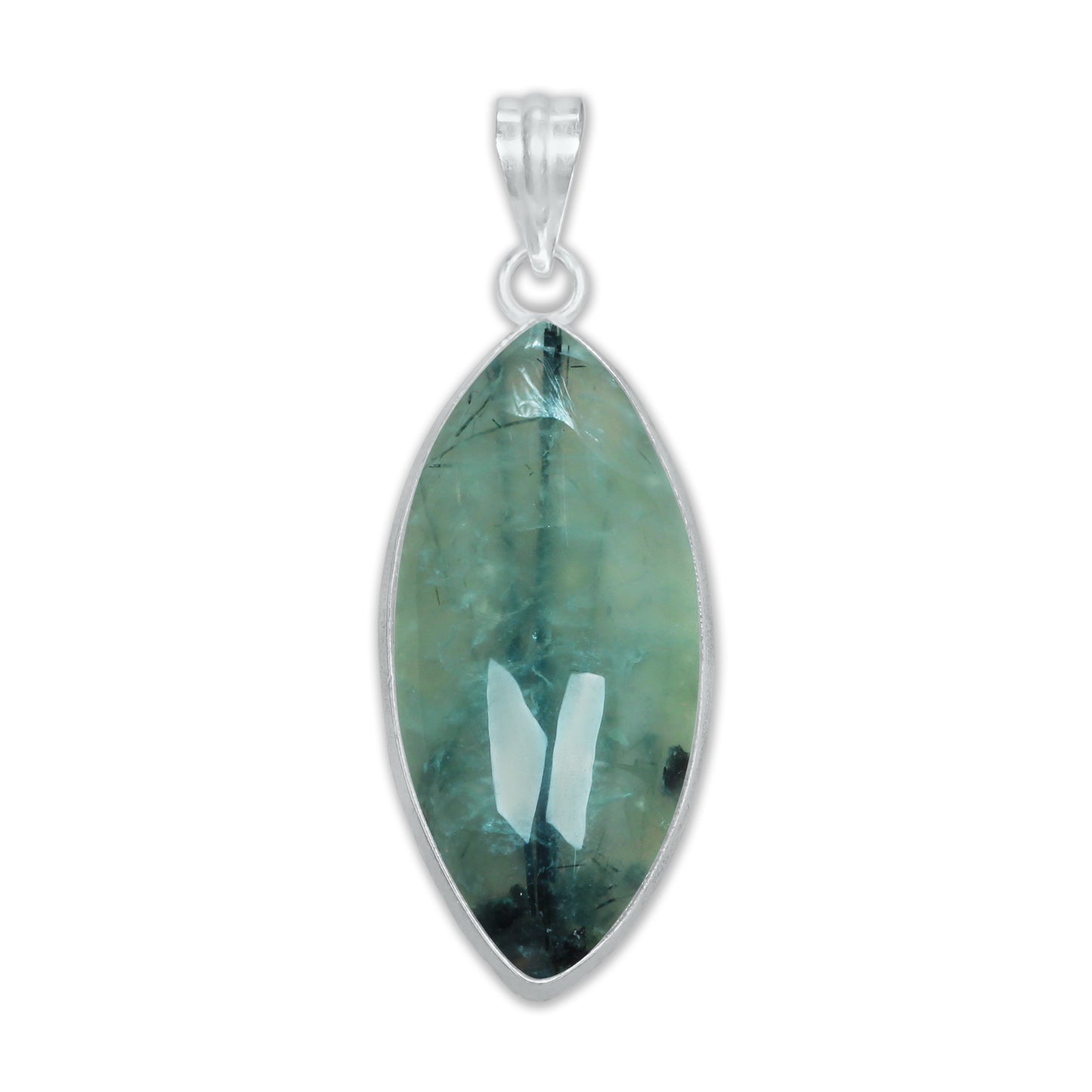 Prehnite Minimalist Pendants -  Handmade, Silver-Plated Brass, Wholesale