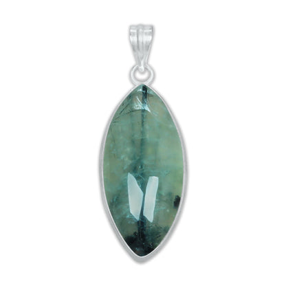 Prehnite Minimalist Pendants -  Handmade, Silver-Plated Brass, Wholesale