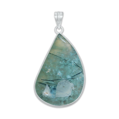 Prehnite Minimalist Pendants -  Handmade, Silver-Plated Brass, Wholesale